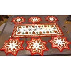 Vintage Kolf Austria Christmas Star Napkins and Table Runner Set READ